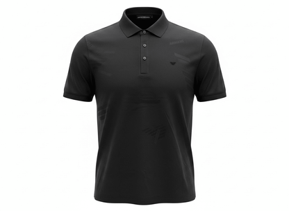 Emporio Armani Black Pattern Polo 🖤✨ Tonal Monogram Edition