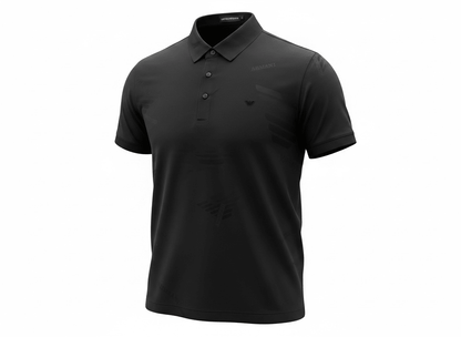Emporio Armani Black Pattern Polo 🖤✨ Tonal Monogram Edition