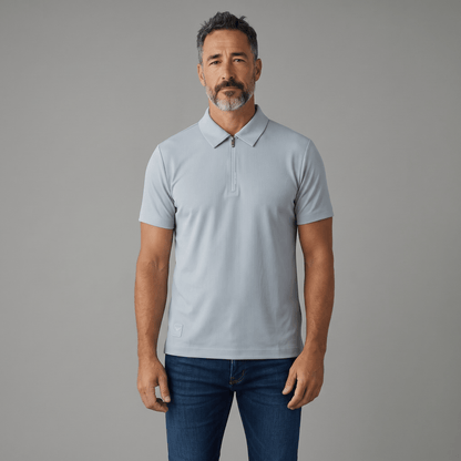 💎❄️ Emporio Armani Ice Blue Zip Polo Shirt – Luxury Modern Collection 👔✨