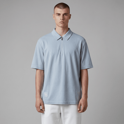 💎❄️ Emporio Armani Ice Blue Zip Polo Shirt – Luxury Modern Collection 👔✨