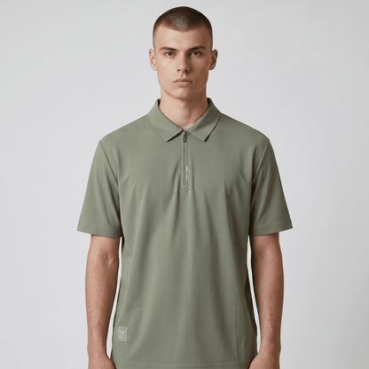 🫒✨ Emporio Armani Olive Half-Zip Polo Shirt – Luxury Minimal Edition 👔🔥