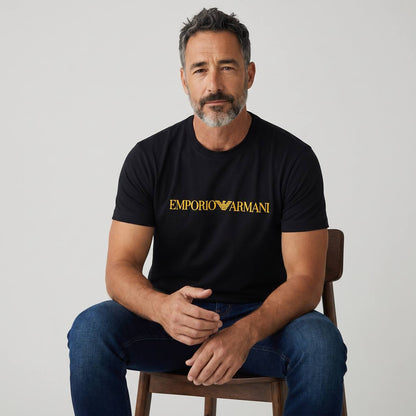Emporio Armani Signature Logo T-Shirt – Black & Gold Luxury Edition 🖤✨