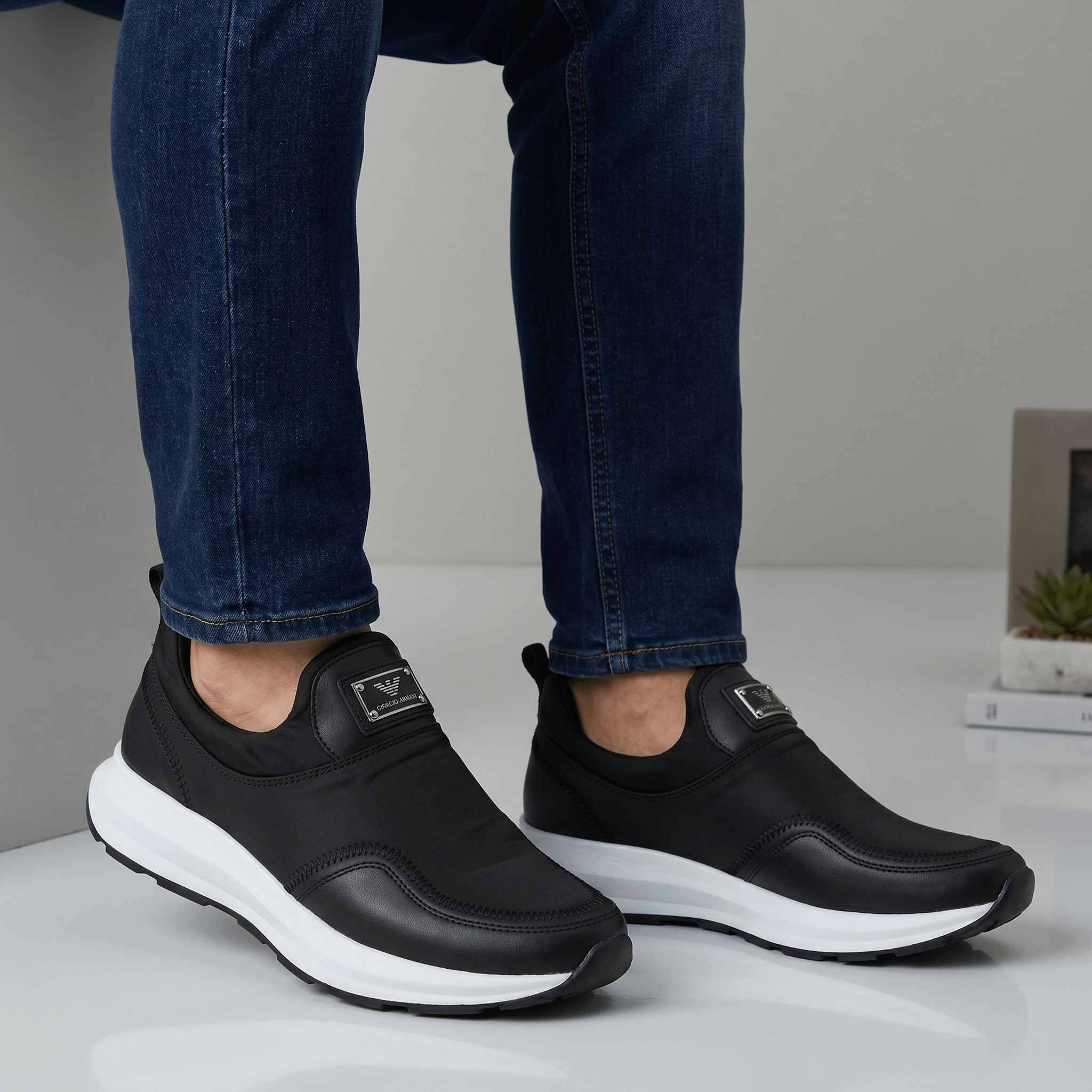 Emporio Armani Slip-On Performance Sneakers ⚫⚪
