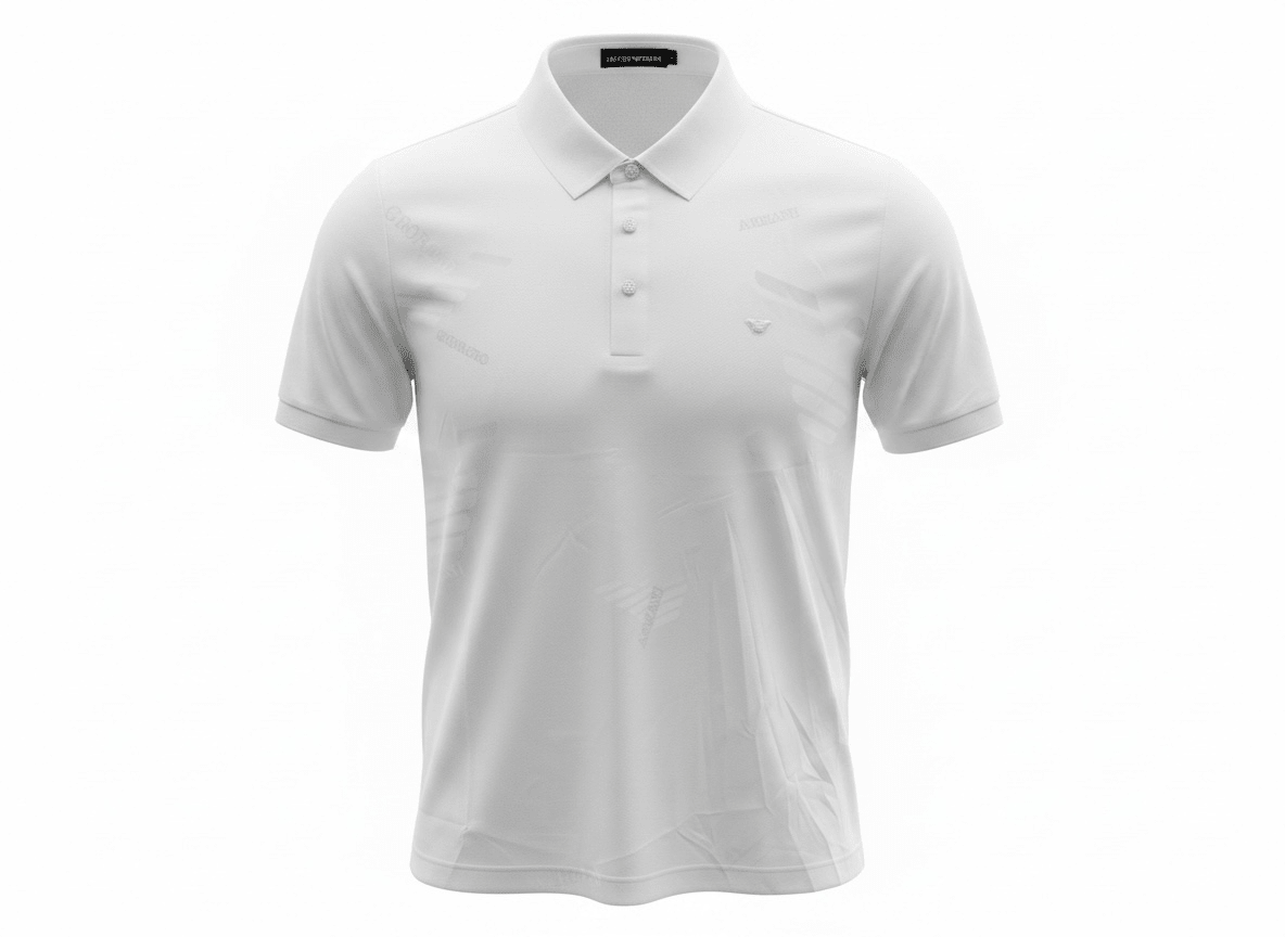 Emporio Armani White Pattern Polo 🤍✨ Signature Print Design