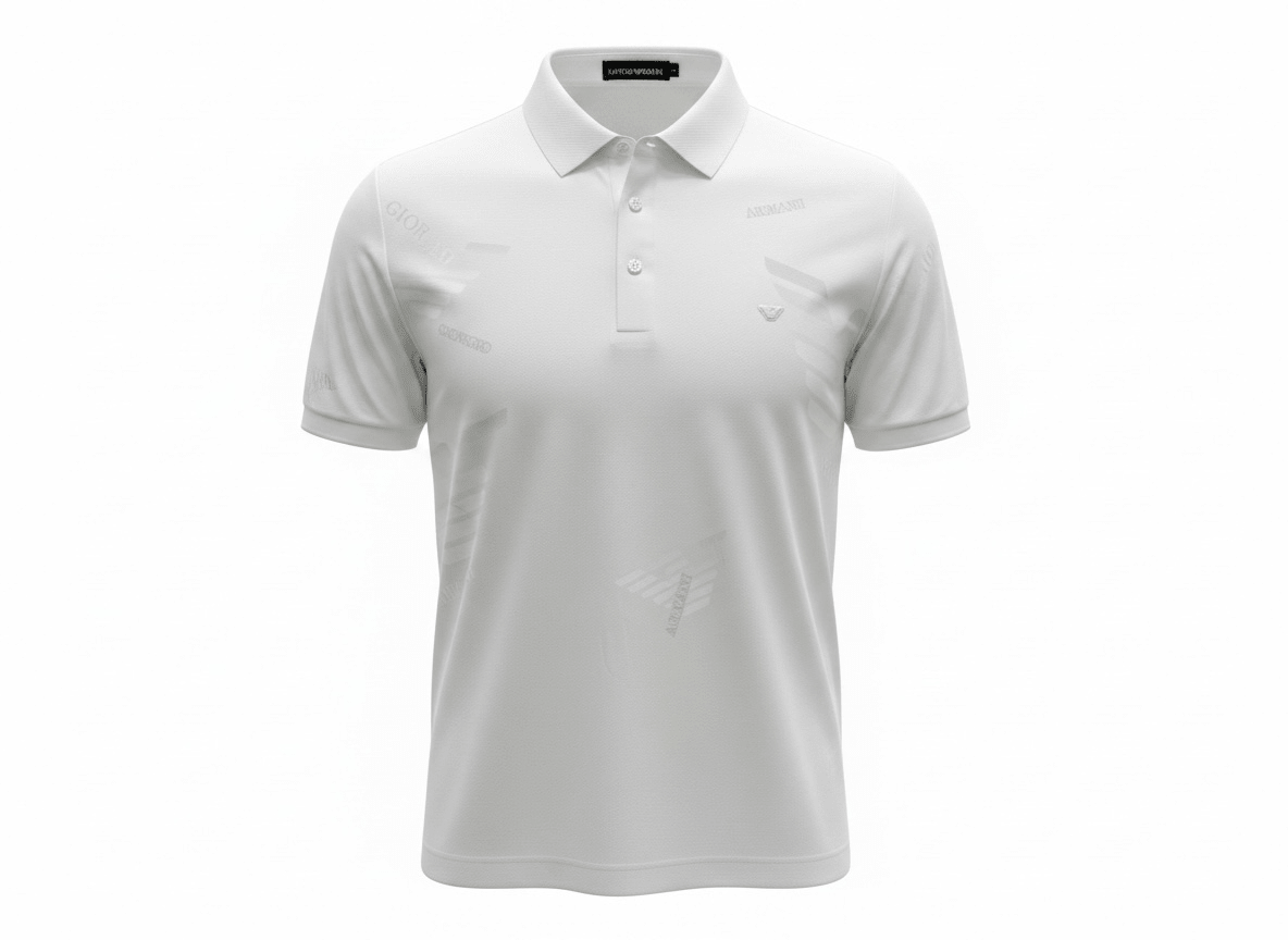 Emporio Armani White Pattern Polo 🤍✨ Signature Print Design