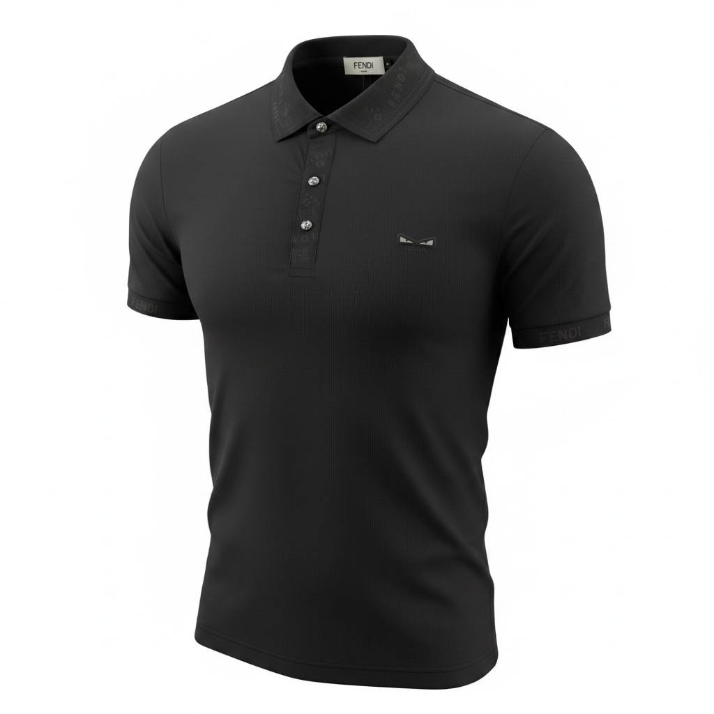 🖤 Fendi Black Polo Shirt – Sleek Minimal Luxury Essential 👕✨
