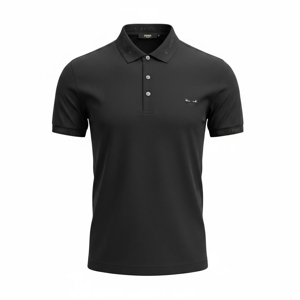🖤 Fendi Black Polo Shirt – Sleek Minimal Luxury Essential 👕✨