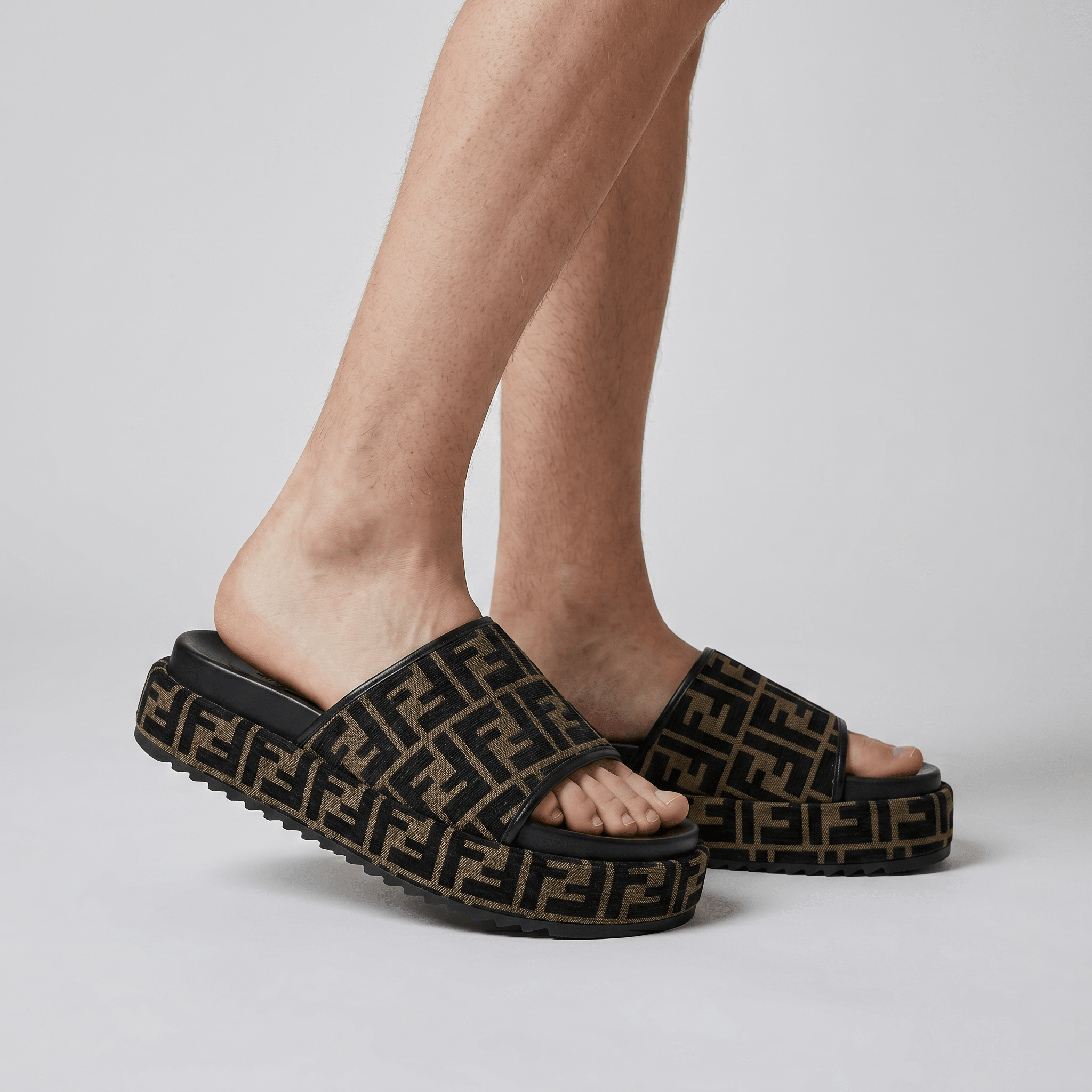 Fendi Brown Monogram Platform Slides – Iconic Luxe Statement Sandals 🤎✨