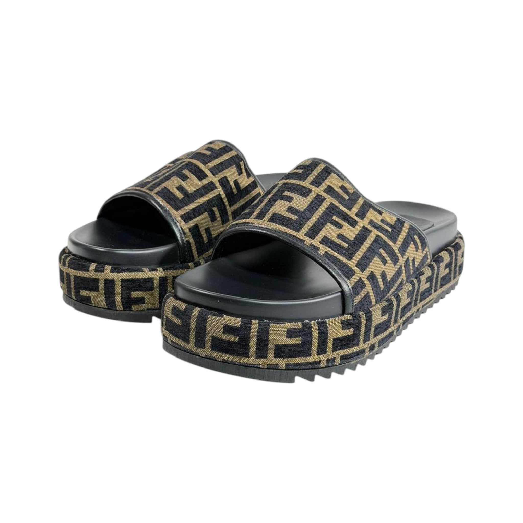 Fendi Brown Monogram Platform Slides – Iconic Luxe Statement Sandals 🤎✨