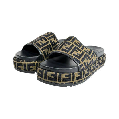 Fendi Brown Monogram Platform Slides – Iconic Luxe Statement Sandals 🤎✨