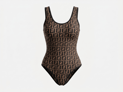 Fendi FF Logo One-Piece Swimsuit – Tobacco Brown 🤎🏖️✨