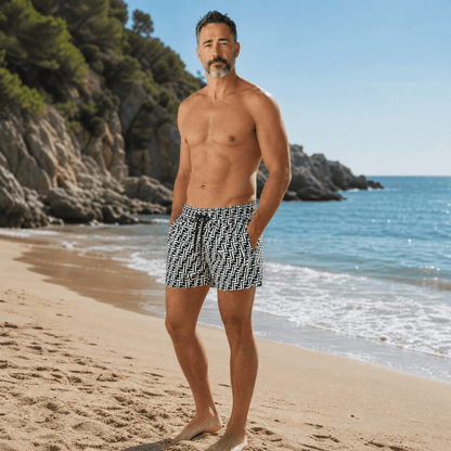 Fendi FF Monogram Swim Shorts — Black & White