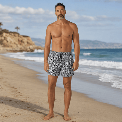 Fendi FF Monogram Swim Shorts — Black & White