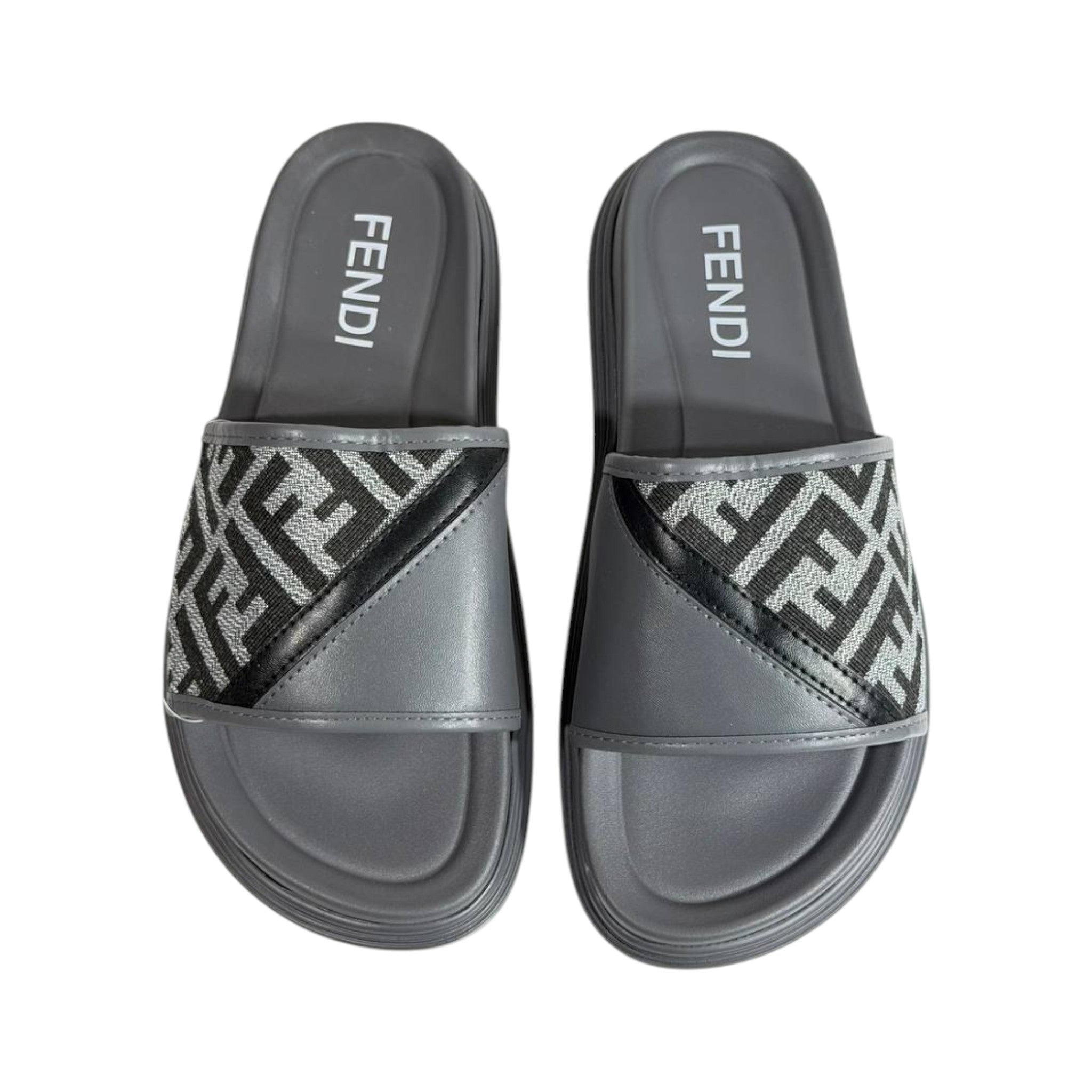 Fendi Grey Monogram Slides – Luxury Everyday Comfort Sandals 🩶👡
