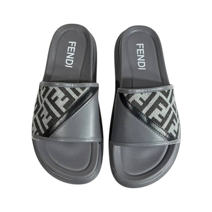Fendi Grey Monogram Slides – Luxury Everyday Comfort Sandals 🩶👡