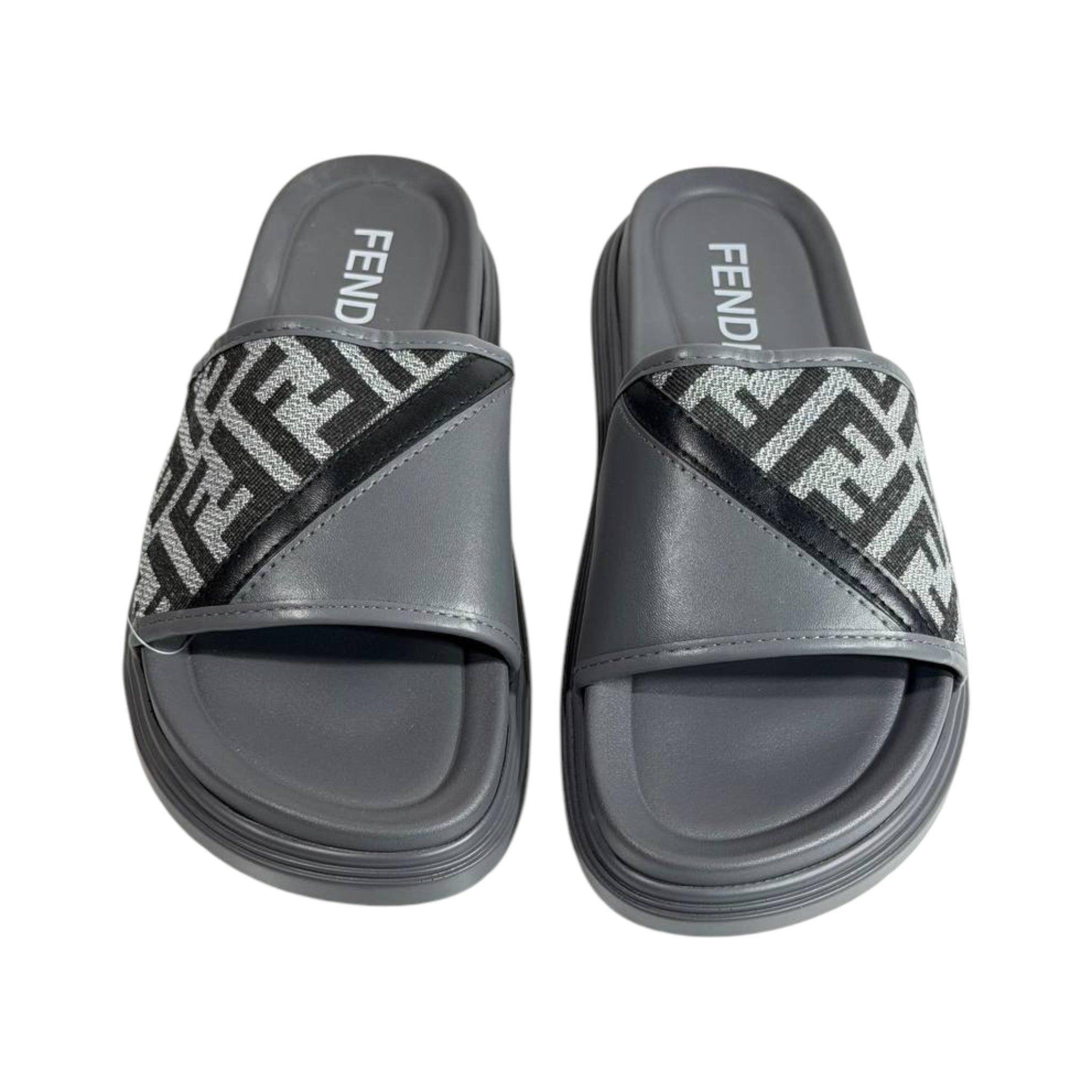 Fendi Grey Monogram Slides – Luxury Everyday Comfort Sandals 🩶👡