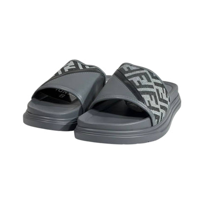 Fendi Grey Monogram Slides – Luxury Everyday Comfort Sandals 🩶👡