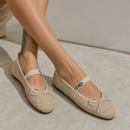 Fendi Monogram Ballet Flats – Beige Elegance Edition ✨🤍