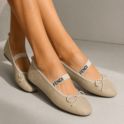Fendi Monogram Ballet Flats – Beige Elegance Edition ✨🤍