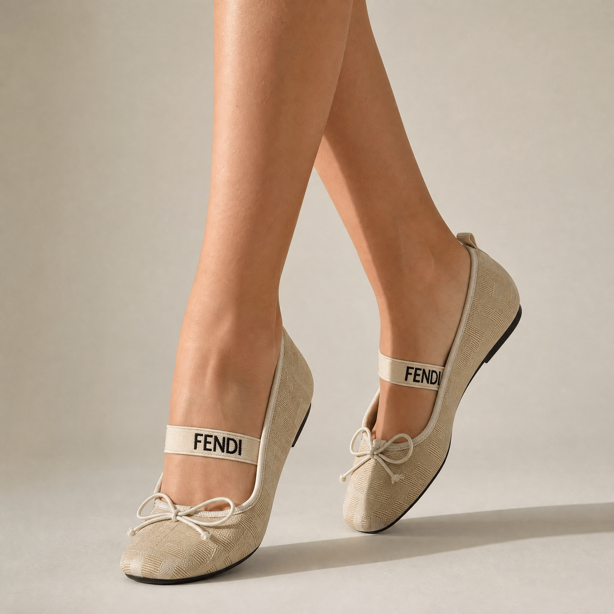 Fendi Monogram Ballet Flats – Beige Elegance Edition ✨🤍