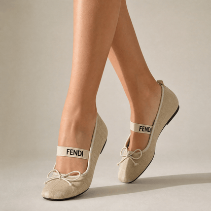 Fendi Monogram Ballet Flats – Beige Elegance Edition ✨🤍