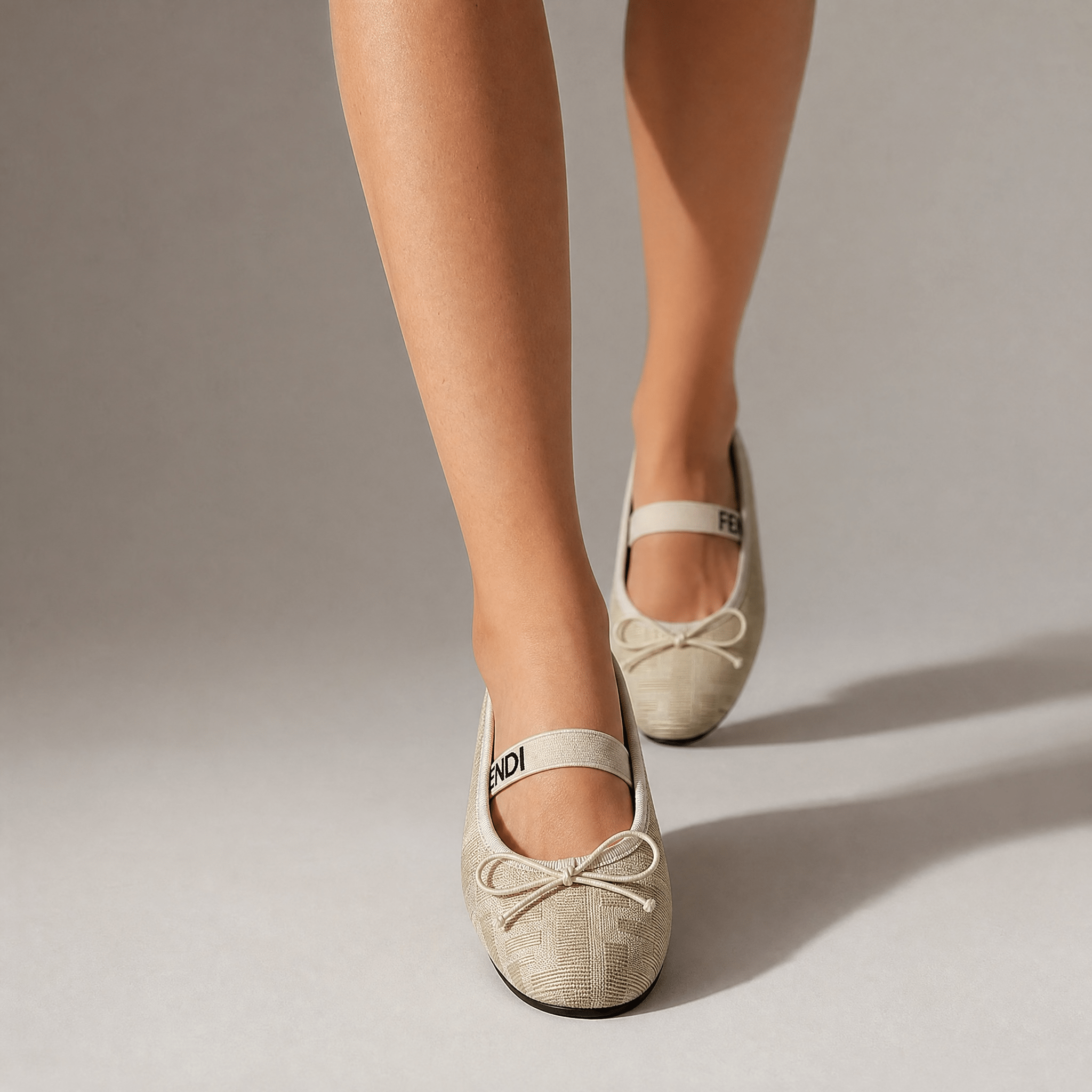 Fendi Monogram Ballet Flats – Beige Elegance Edition ✨🤍