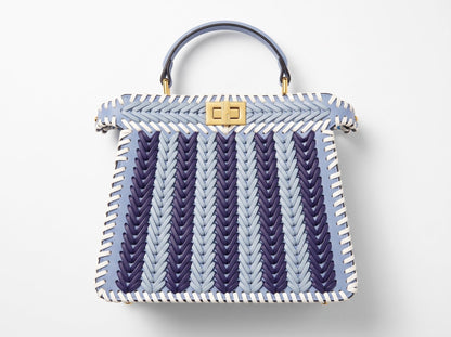 Fendi peekaboo Woven Top-Handle Bag – Light Blue 👜