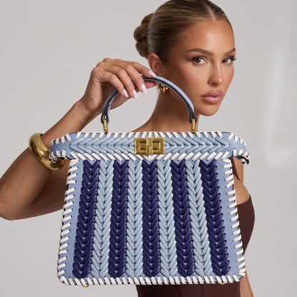 Fendi peekaboo Woven Top-Handle Bag – Light Blue 👜