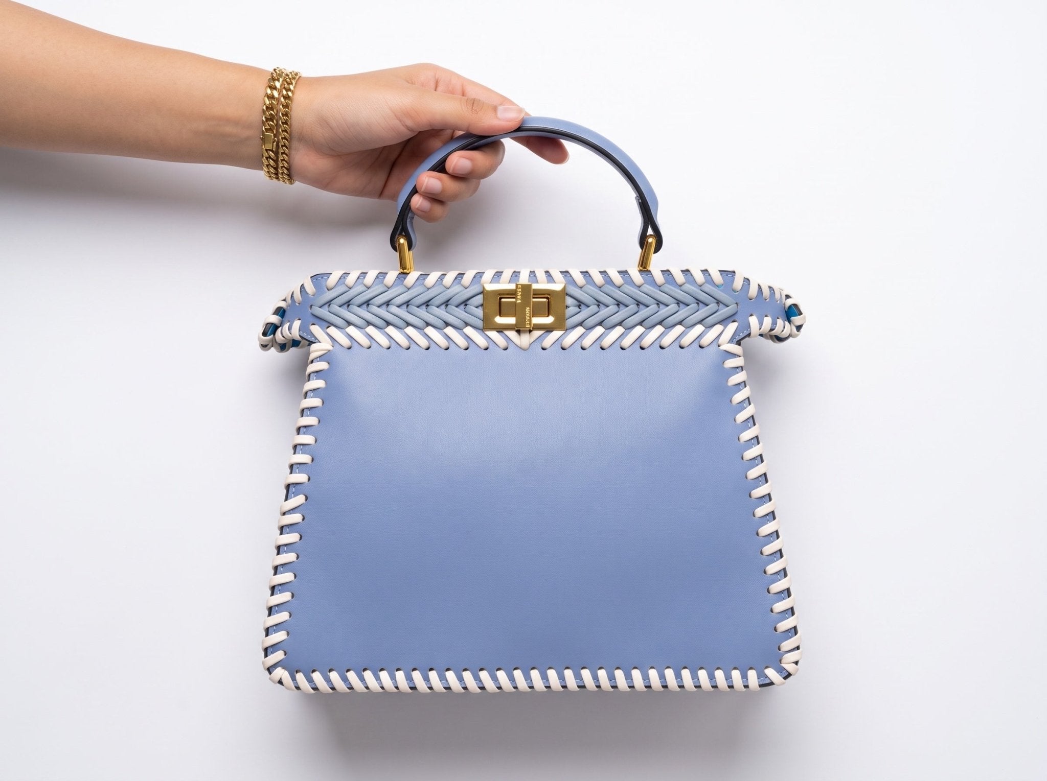 Fendi peekaboo Woven Top-Handle Bag – Light Blue 👜