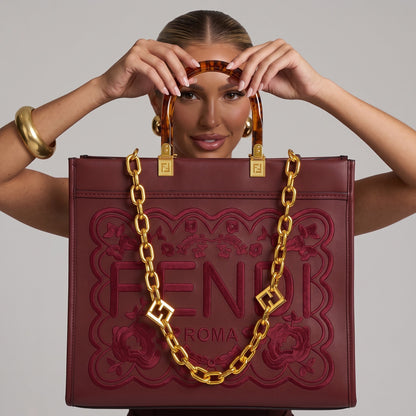 Fendi Shopper Tote – Burgundy Leather 👜✨