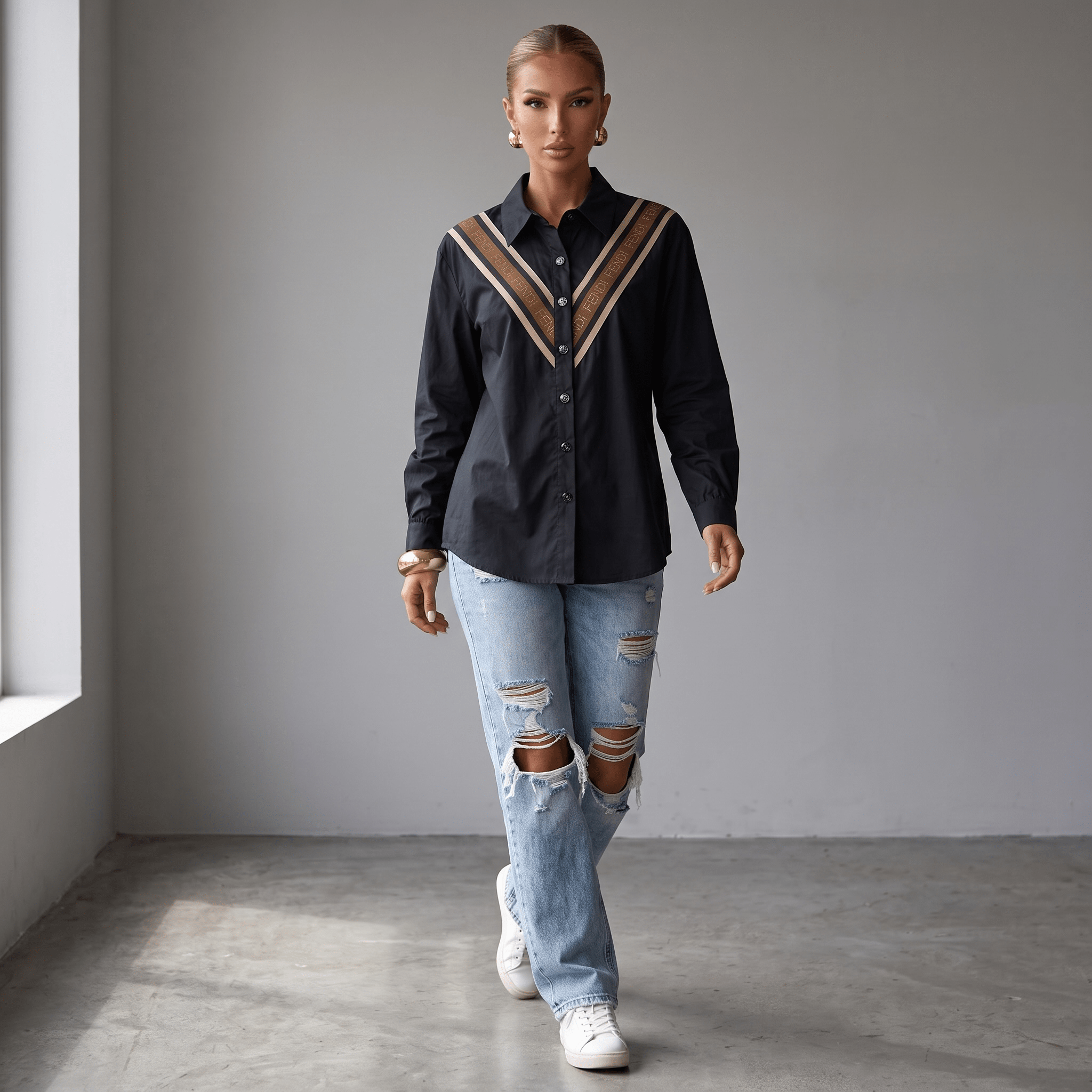 Fendi V-Stripe Oversized Shirt