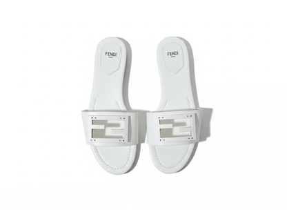 Fendi White Slide Sandals 🤍✨ FF Logo Edition