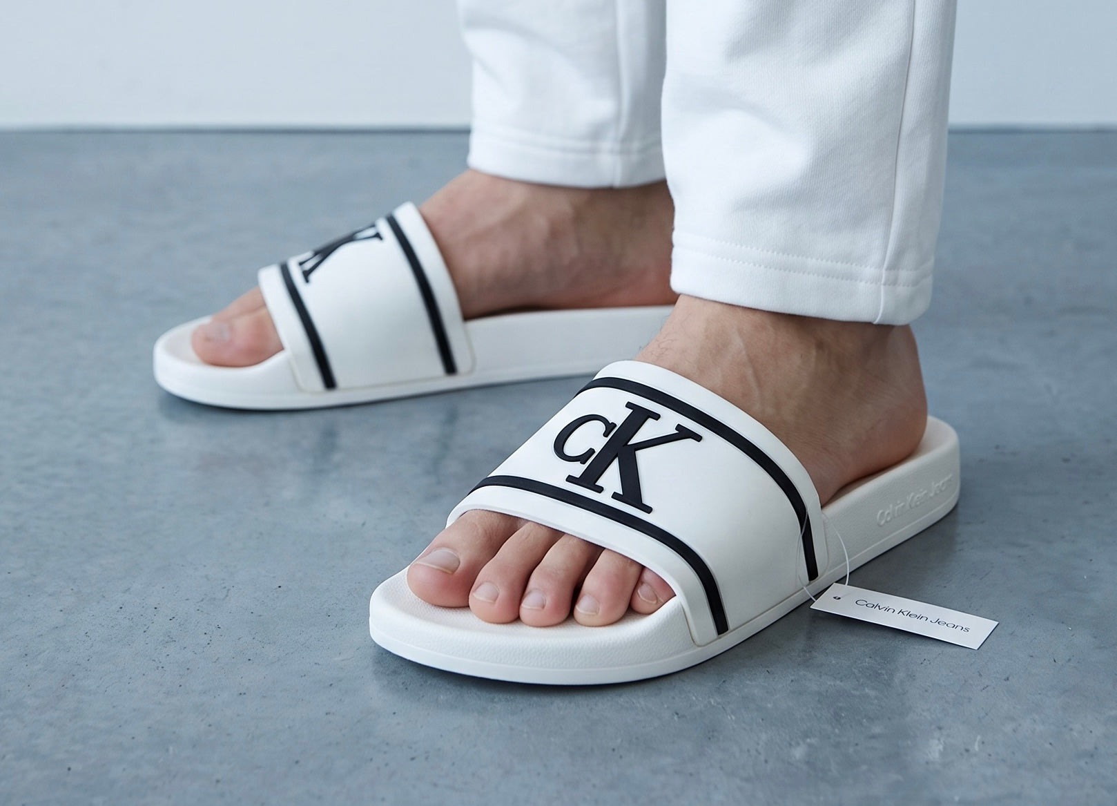 Calvin Klein Slides – White CK Logo 🩴🖤