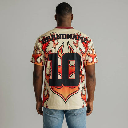 🔥 Flame 10 Graphic Football Jersey – Retro Fire Streetwear Edition ⚽🔥