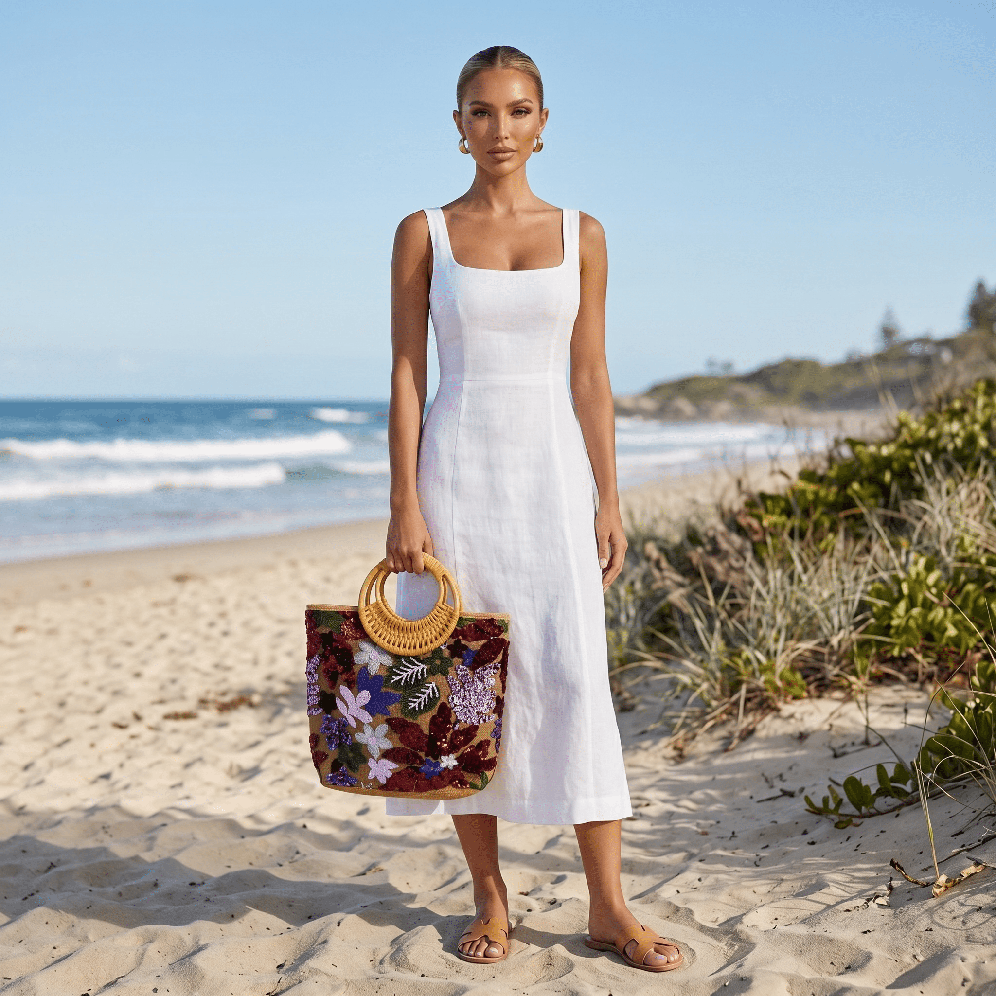 Floral Sequin Beach Tote Bag 🌸👜✨