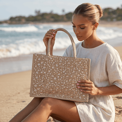 ✨ Floral Sequin Beach Tote Bag ✨