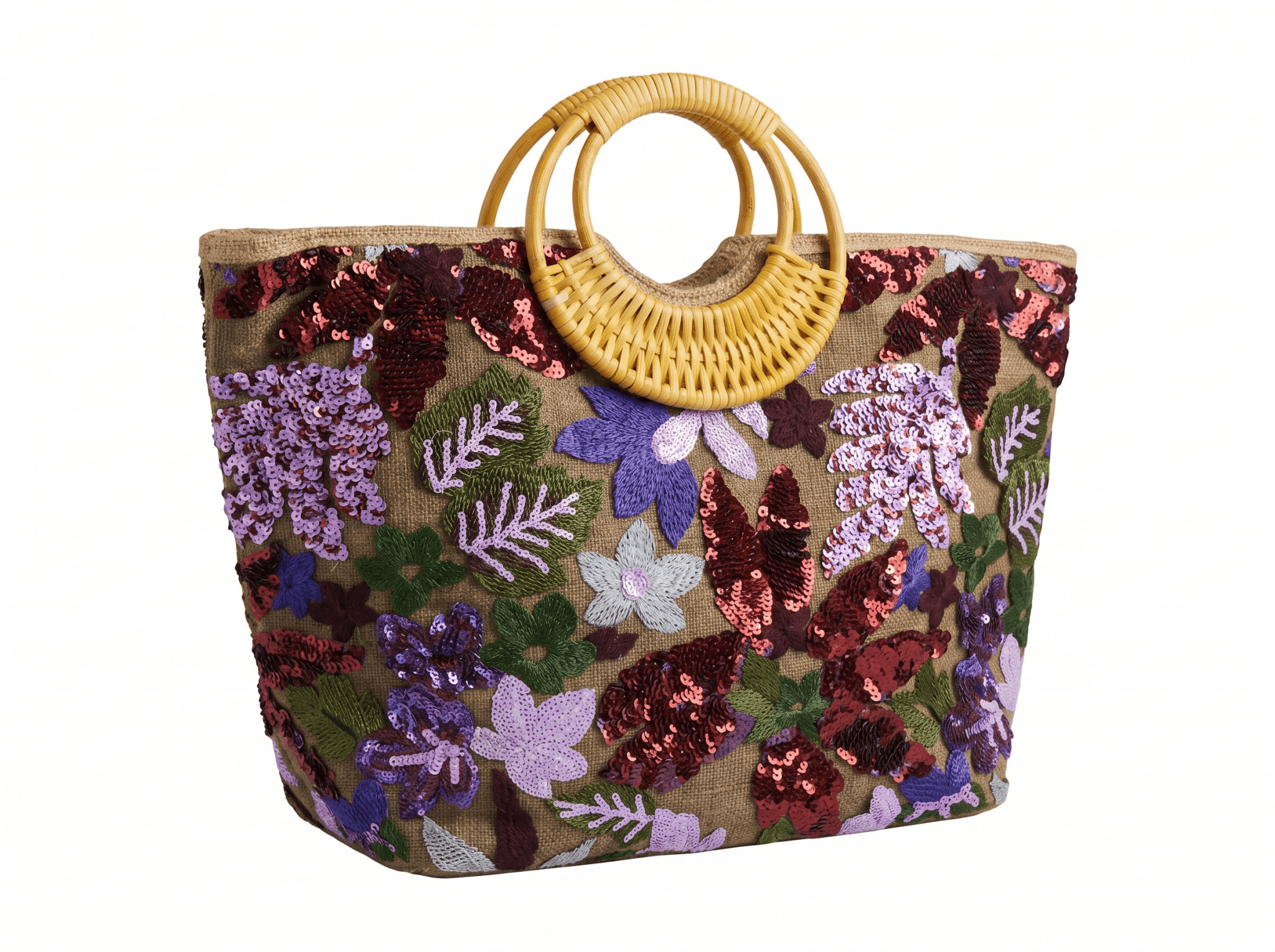 Floral Sequin Beach Tote Bag 🌸✨👜