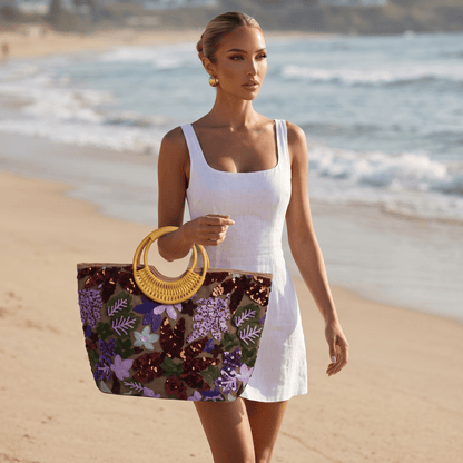 Floral Sequin Beach Tote Bag 🌸✨👜