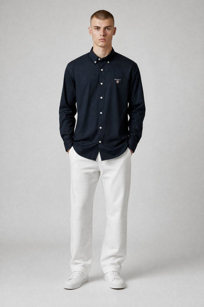 GANT Luxury Navy Blue Button Down Oxford Shirt for Men – Premium Smart Casual Long Sleeve Designer Essential 💙✨