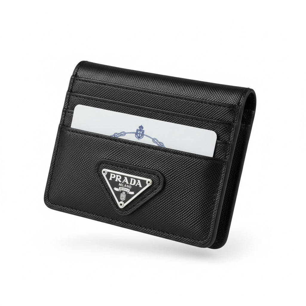 Prada Milano Black Saffiano Card Holder 🖤✨ Luxury Slim Wallet