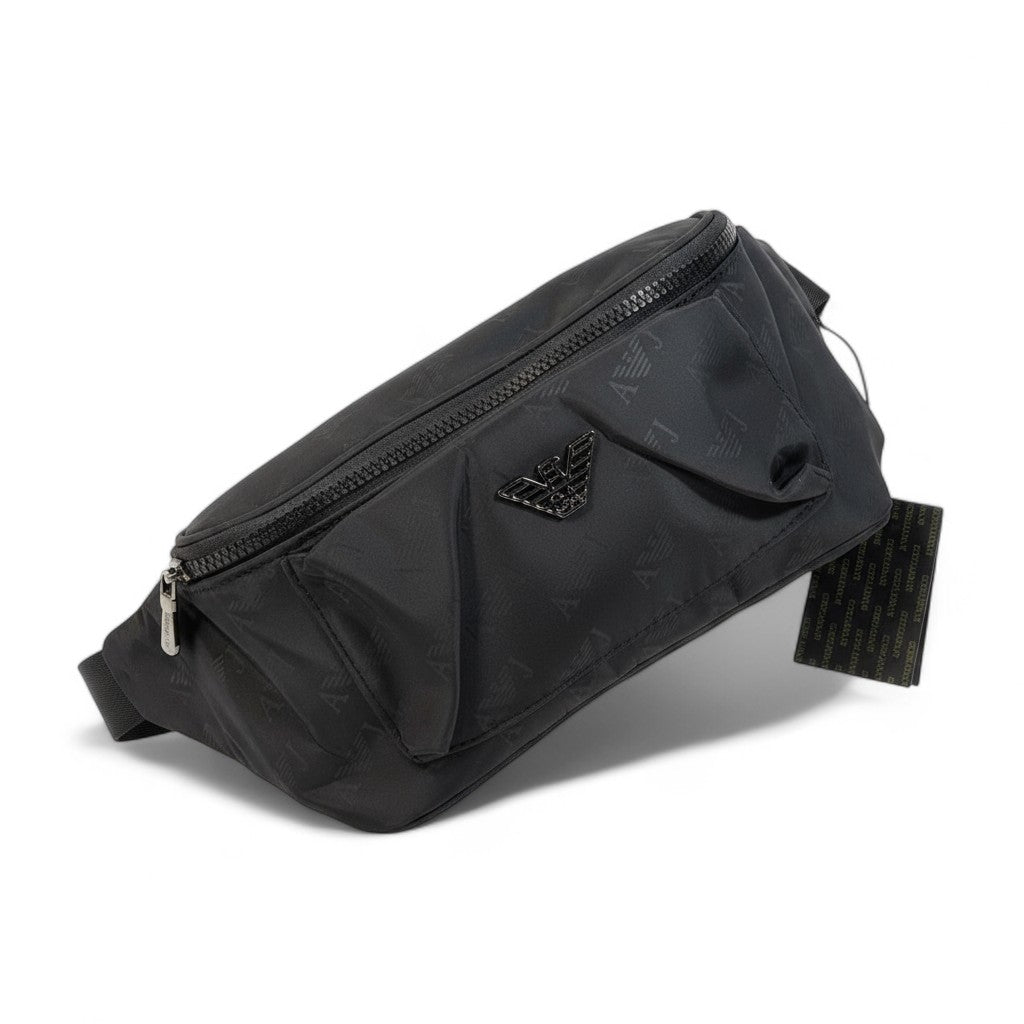 Emporio Armani EA7 Black Belt Bag 🖤 | Luxury Monogram Crossbody Pouch for Everyday Style