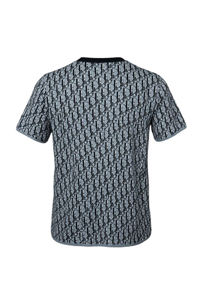 Dior Oblique Jacquard Tee – Blue/Black All-Over Monogram Edition