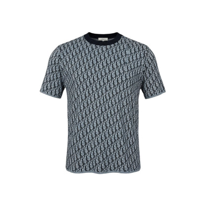 Dior Oblique Jacquard Tee – Blue/Black All-Over Monogram Edition