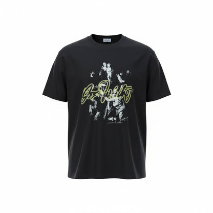 Off-White Baroque Art Graphic Tee – Black with Script Logo