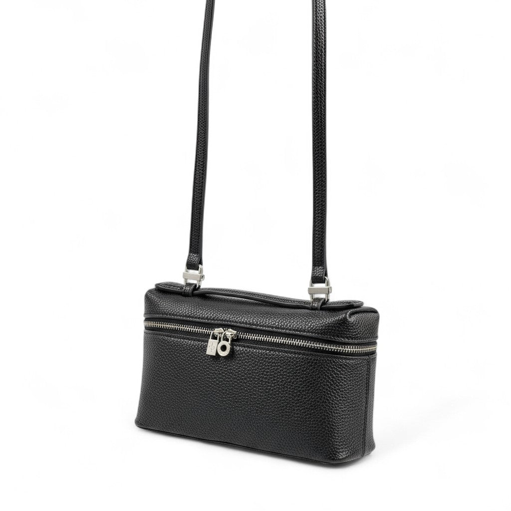 Loro Piana Black Leather Crossbody Bag 🖤✨ | Luxury Structured Shoulder Purse