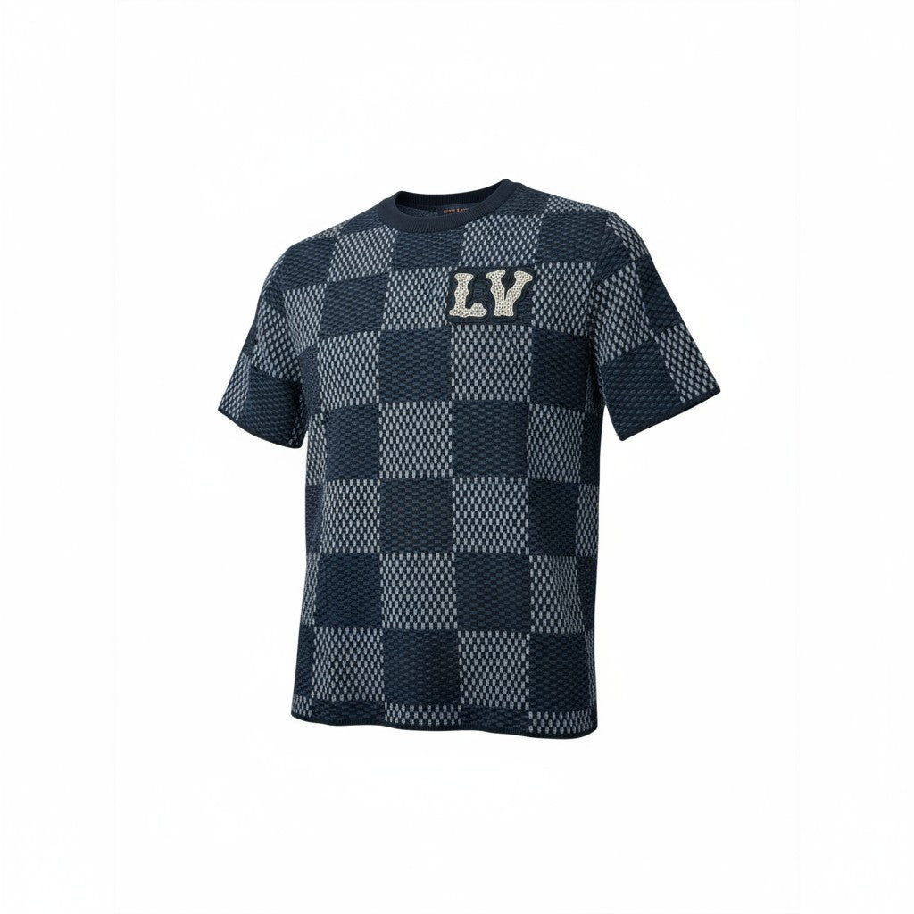 Louis Vuitton LV Knit Checkerboard Tee – Navy Monogram Style