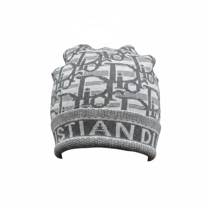 🩶 Dior Monogram Grey Beanie | Christian Dior Paris Knit Hat
