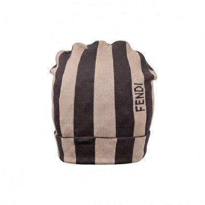 🤎 Fendi Striped Beanie | Beige & Brown Luxury Knit Hat