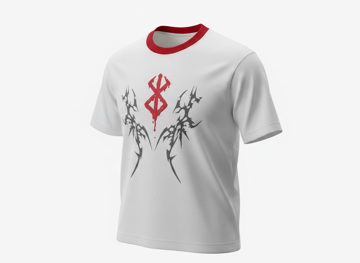 Gothic Tribal Oversized T-Shirt – White & Red Edition 🔥⚡