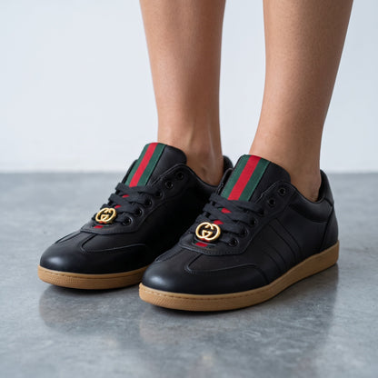 Gucci Ace Leather Sneakers — Black